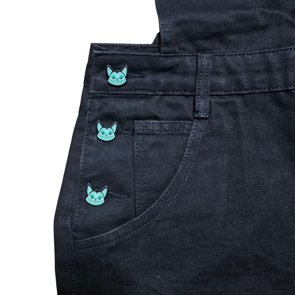 Killstar Lil Vampurr Black Cat Overall Shorts NWT Size Large - Picture 5 of 9